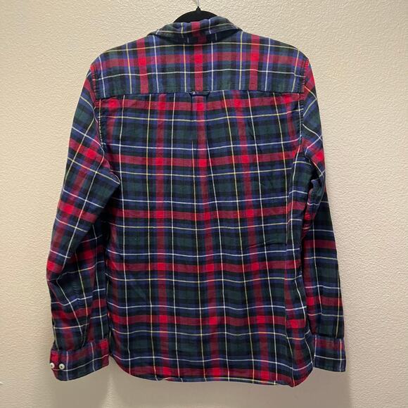 Polham Flannel Check Button Down Boyfriend Shirt Red Blue Oversized Size Small - Picture 3 of 7